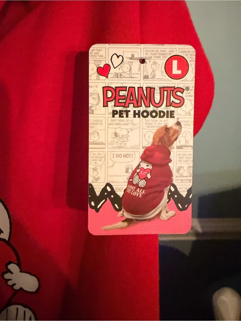 Peanuts Snoopy “Gimme All The Love” Pet Hoodie | Size Large | NWT